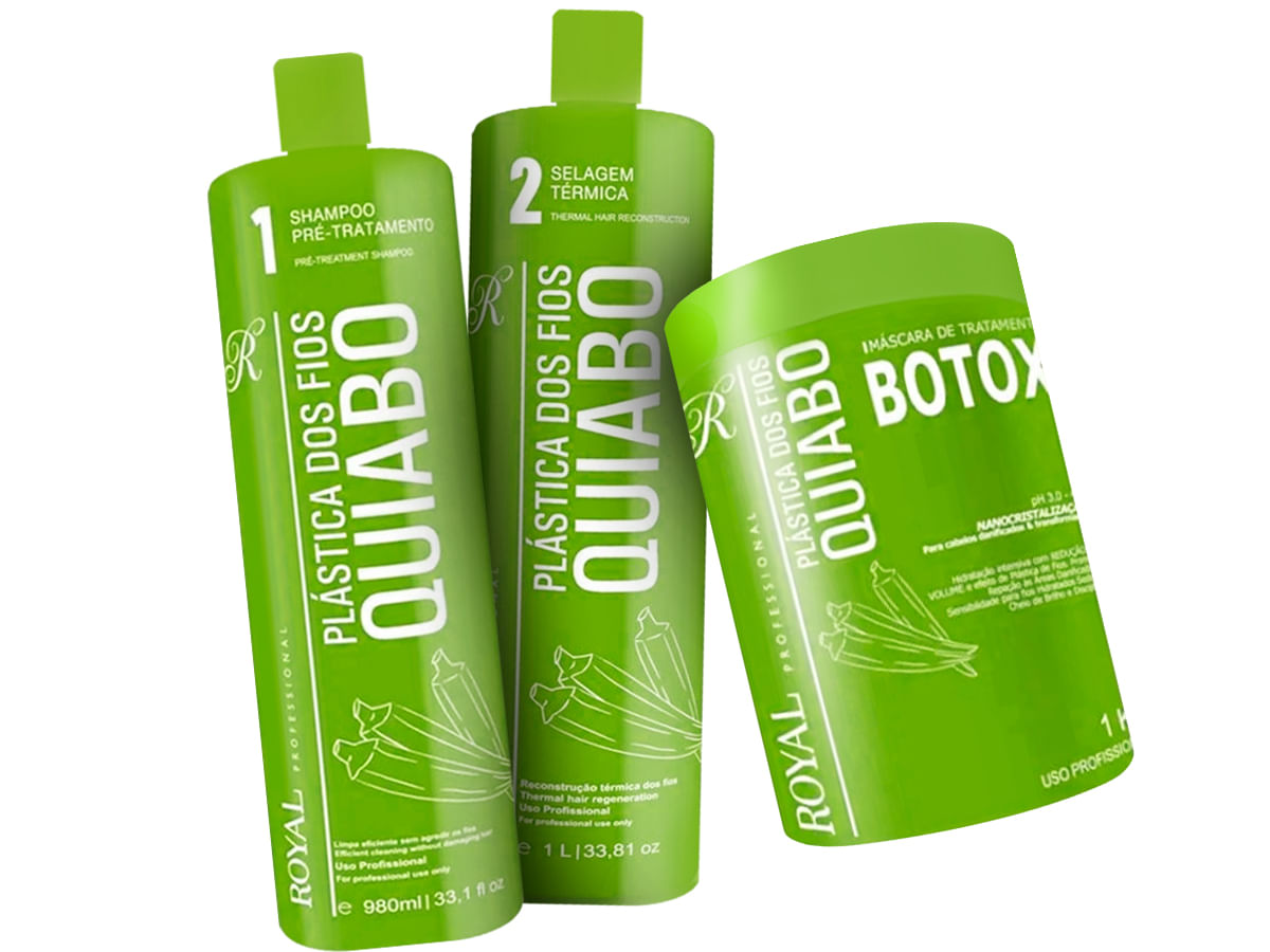 Plástica Dos Fios Selagem Térmica + Botox Quiabo Royal 1Kg Menor preço em Plástica Dos Fios Selagem Térmica + Botox Quiabo Royal 1Kg