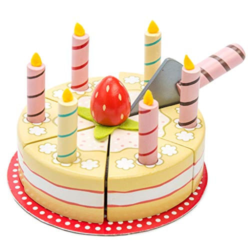 Le Toy Van - Honeybake Childrens Wooden Vanilla Birthday Cake Play Food Pretend Toy | Perfeito Para Fingir Interpretar | Aniversário Bolo J