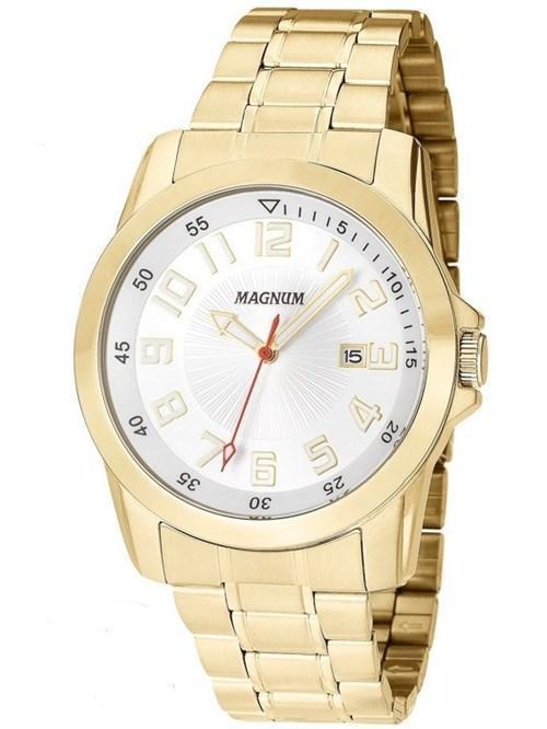 Relógio Magnum Masculino Dourado Automático Aço Ma35075u