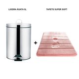 Lixeira Banheiro 5l Inox + Tapete Absorve Água Microfibra