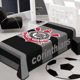 Cobertor Raschel Plus Solteiro Corinthians 1,50m X 2,20m