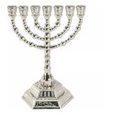 Candelabro Sete Pontas - Menora - 12 Tribos De Israel Prata