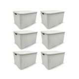 Kit 6 Caixas Organizadoras Rattan Branca 15 Litros Arqplast