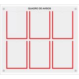 Quadro De Aviso E Gestão Com 6 Displays A4 Acrílico Vermelho