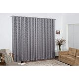 Cortina Sala Tecido Jacquard Cinza Semi Blackout 4,00x2,50