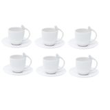 Jogo 6 Xícaras De Pássaro De Café Com Pires Porcelana Branco