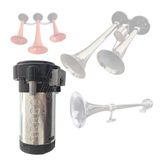 Compressor Para Buzina A Ar Corneta Verdureiro Cromada 12v