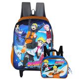 Mochila Rodinhas Boruto + Lancheira Térmica Naruto Laranja