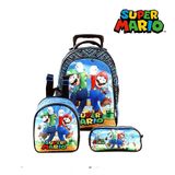 Kit Mochila Escolar Infantil Super Mario E Luigi Com Rodinha