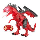 Dragão Dinossauro De Brinquedo Controle Remoto Solta Fumaça