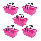 5 Cestos Compras Plástica D100 Cód. 3400 Rosa - Della Plast