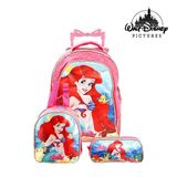 Kit Mochila Infantil Escolar Pequena Sereia Ariel C Rodinha