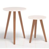 2 Mesinhas Apoio Decorativo Enfeites Canto Off White