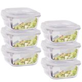 Conjunto 6 Pote Vidro 800ml Hermético Marmita Tampa 4 Travas