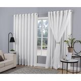 Cortina Quarto Voal Xadrez Com Forro Tecido Branco 4,00x2,50