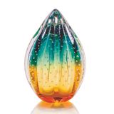 Vaso Pinha Em Cristal Murano Verde E Âmbar - São Marcos 16cm