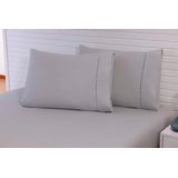 Jogo Lençol 4 Peças Cama Viúva Percal 200 Fios Cinza
