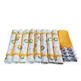 Kit Jogo Americano  com Estampa Limão + Guardanapos + Porta Guardanapos - 8 pcs