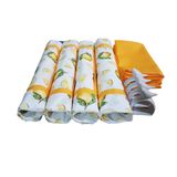 Kit Jogo Americano  com Estampa Limão + Guardanapos + Porta Guardanapos - 4 pcs