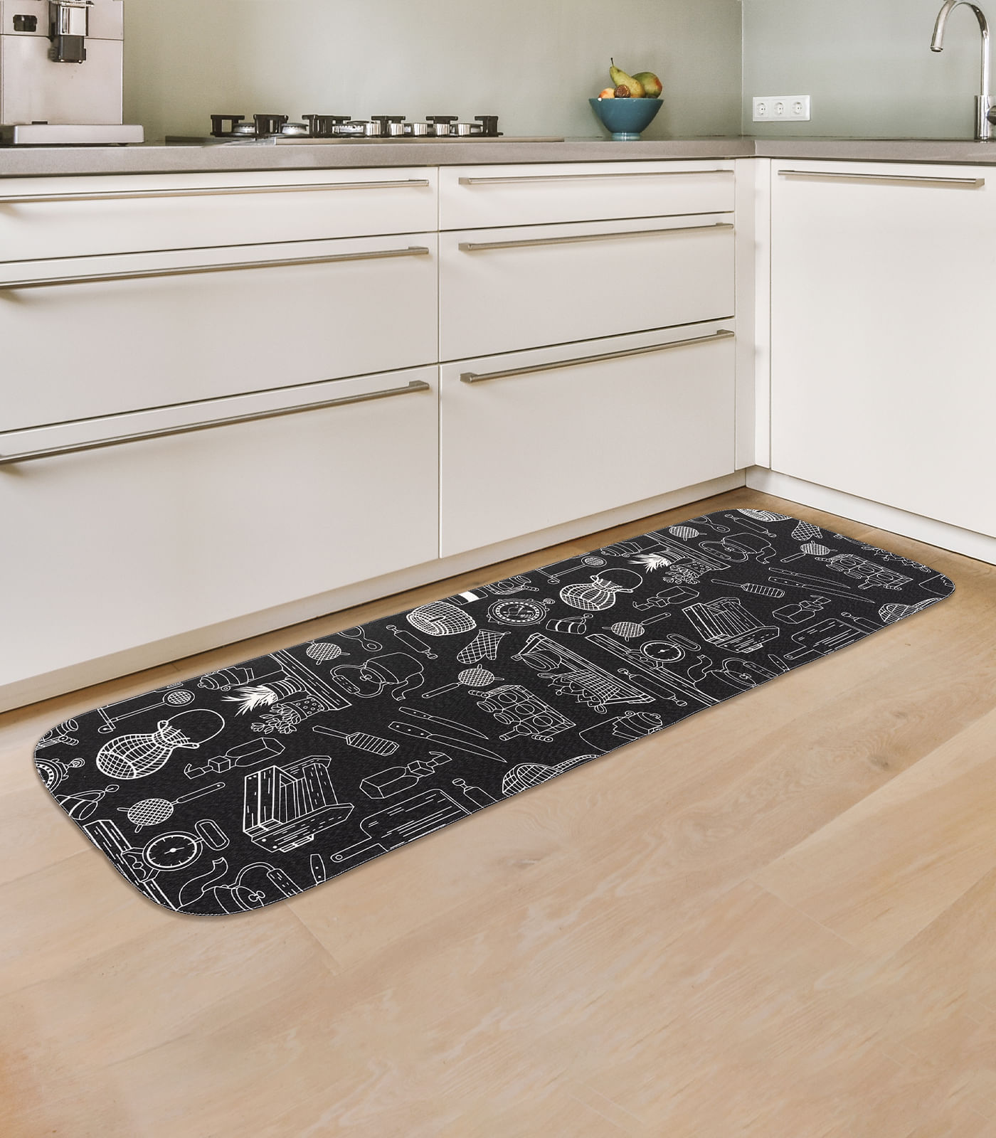 Tapete Cozinha Base Antiderrapante Tapetes Junior Preto Un