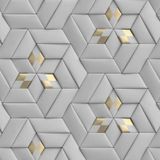 Papel De Parede 3d Cinza E Dourado Geometrico Autocolante