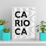 Quadro Carioca Calçada Copacabana 24x18cm - Madeira Branca