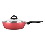 Panela Wok Antiaderente Tampa Brinox 24cm 2,3l Chilli Cereja