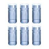 Jogo 6 Copos Vidro Água 360 Ml Azul Linha Palace L&#39;hermitage
