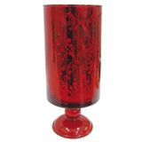 Castiçal De Vidro Vermelho 15x27cm