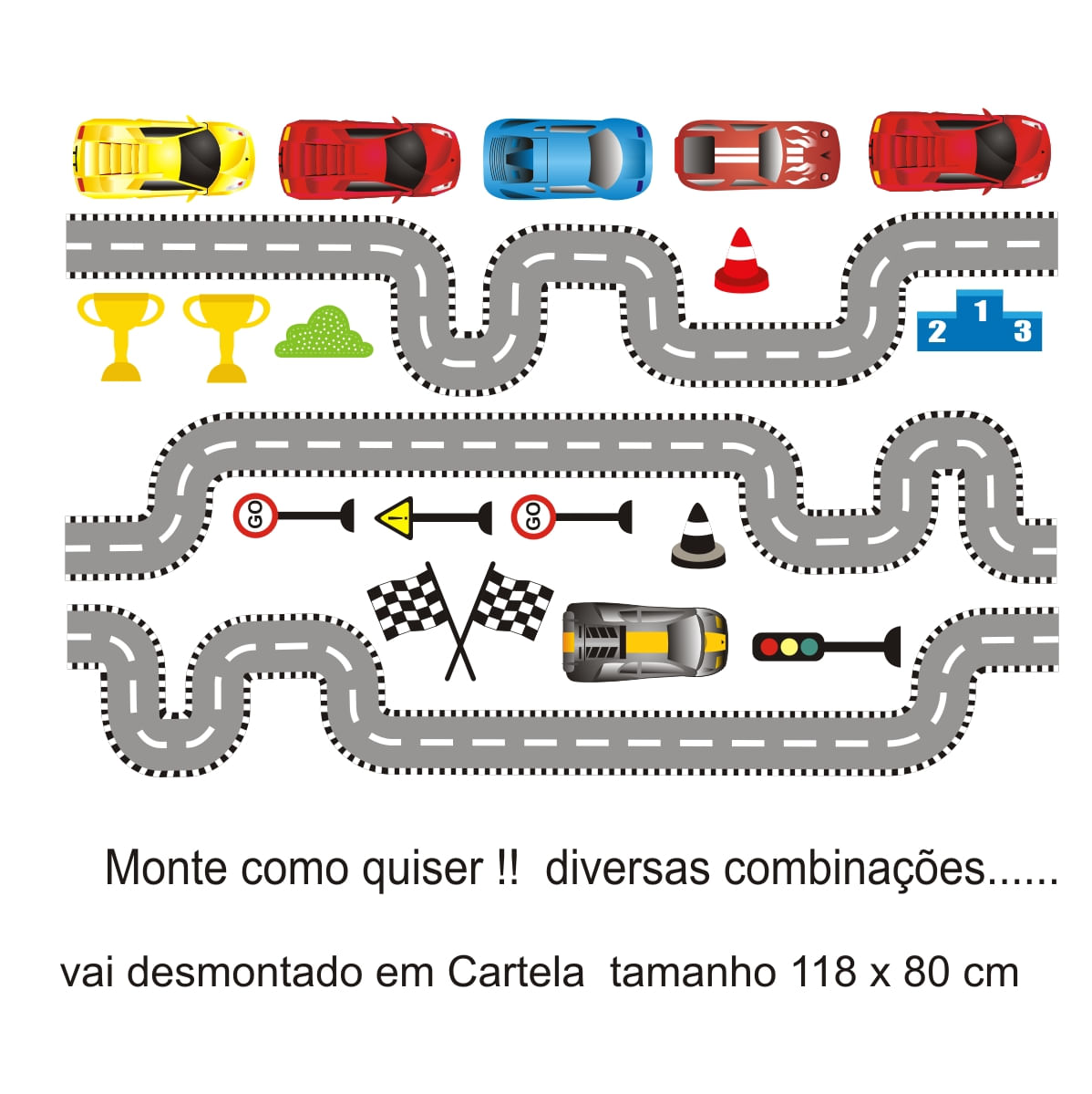 Adesivo Infantil Cidade Carros Carrinhos Pista Corrida M05 - Carrefour