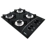 Fogão Cooktop D&amp;d 4 Bocas Preto Mega Chama A Gás