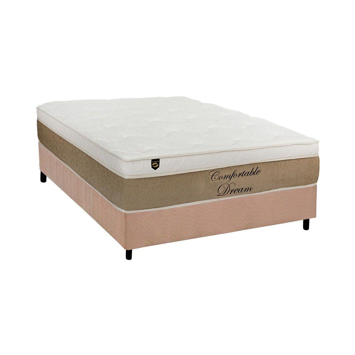 Cama Box Casal Colchao Molas Luckspuma Masterpocket Ensacadas Comfortable Dream Base Crc Suede Clean 138x188