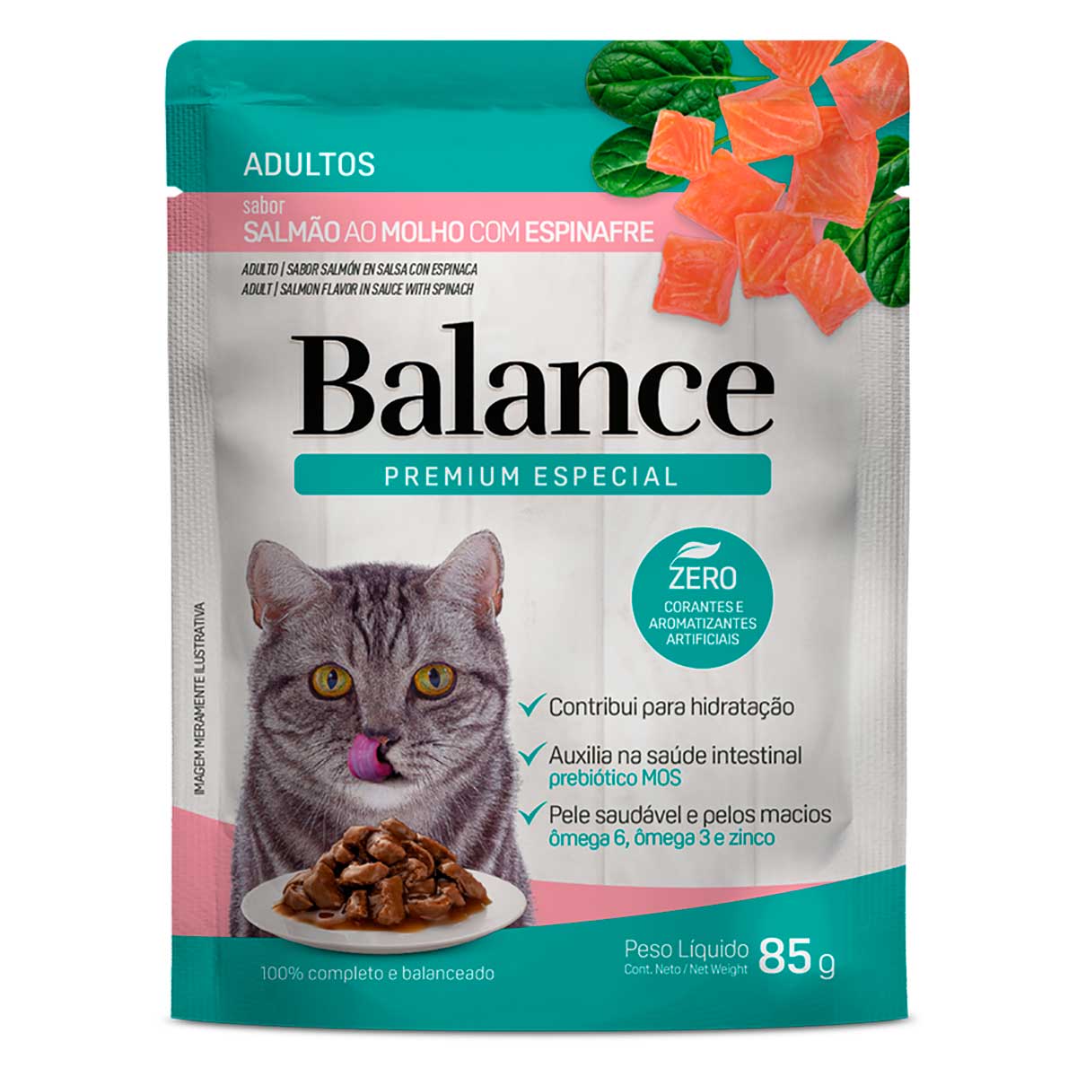 Ração Úmida para Gatos Adultos Sabor Salmão e Molho Veg Balance