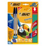 Kit Escolar Lápis de Cor + 4 Lápis Preto Evolution + 2 Canetas + Apontador + Borracha Bic