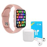 Kit 1 SmartWatch IWO 8 Lite Plus Rosa + Fone Bt i11 Pro TWS