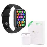 Kit 1 SmartWatch IWO 8 Lite Plus Preto +Fone i11 TWS Branco