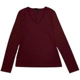 Blusa Feminina Manga Longa Decote V Tam G Malwee Vermelho escuro