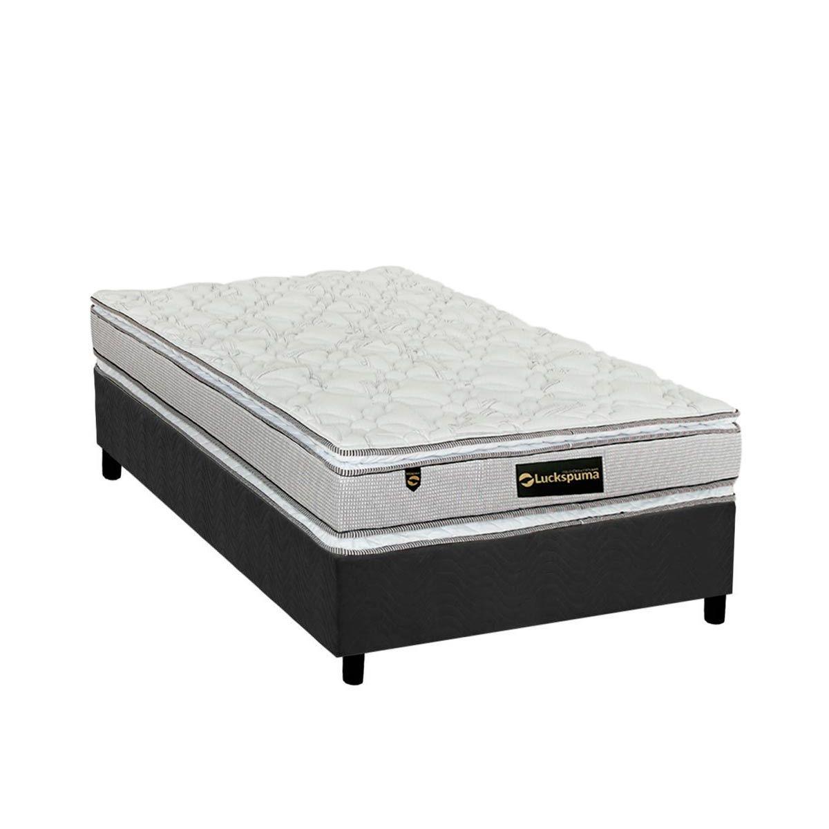 Cama Box Solteiro Colchao Molas Masterpocket Ensacadas Luckspuma Lucksfaction Plus Base Crc Suede Gray 88x188