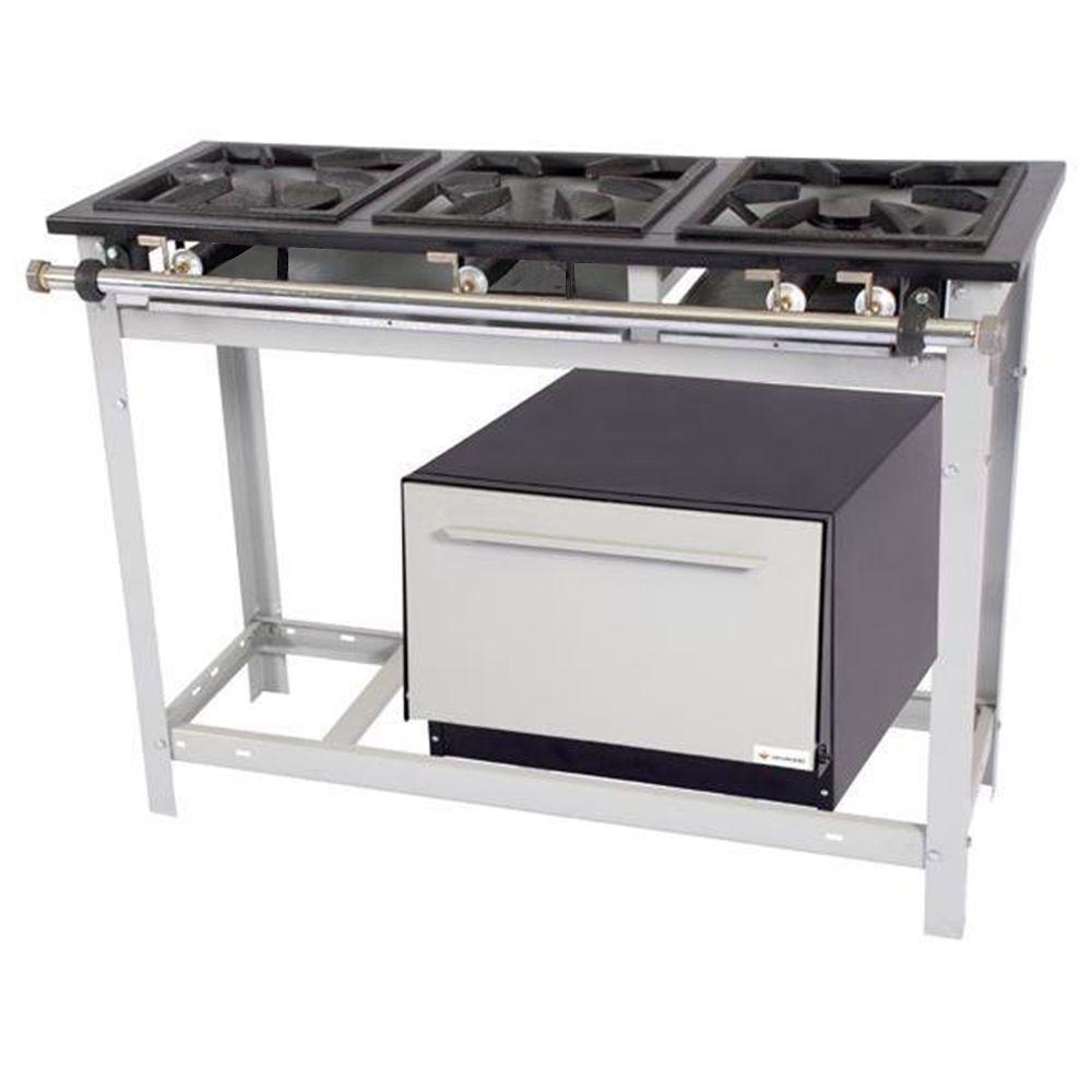 Fogão 3 Bocas Venâncio Extra C/ Forno Preto – E3d1f