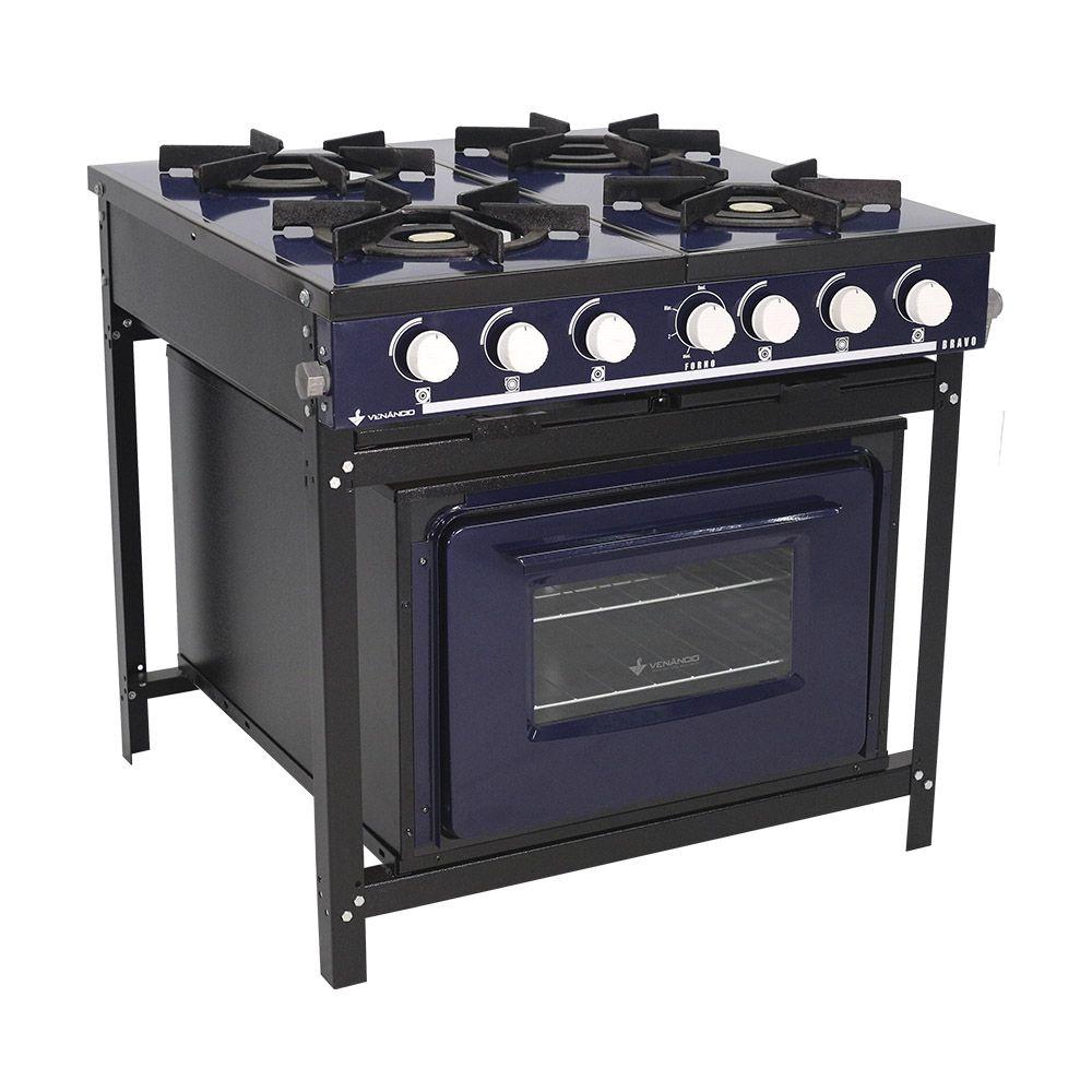 Fogão 4 Bocas Venâncio Bravo Com Forno Azul – Br4bfaz