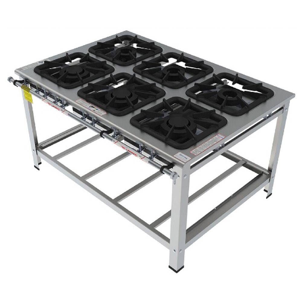 Fogão 6 Bocas Gastromaq Inox - Fgi406em