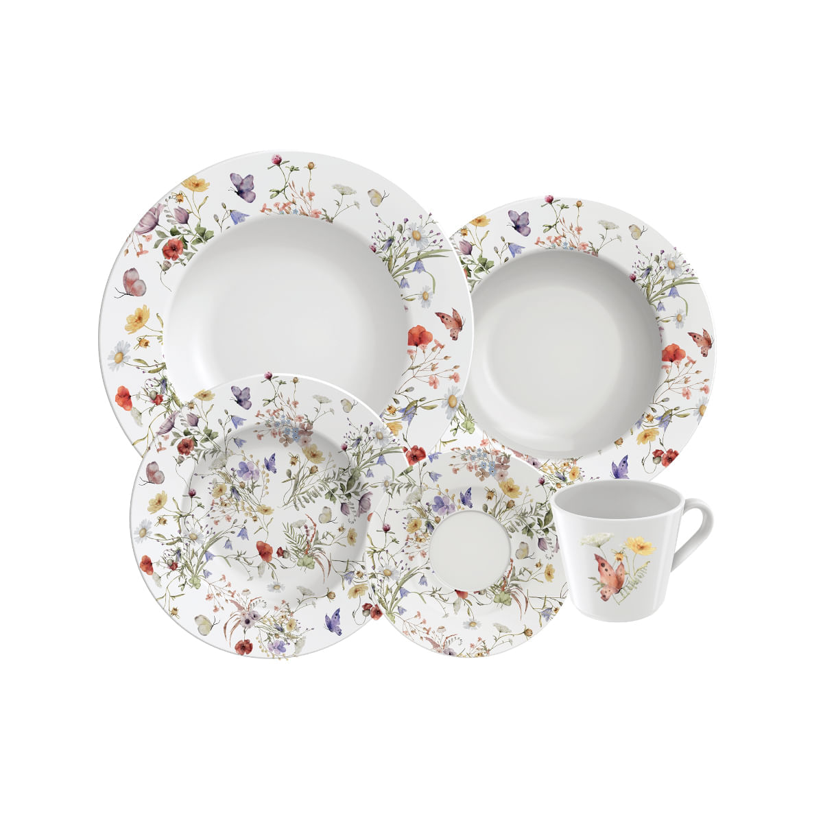 Aparelho De Jantar Tramontina Ana Clara Em Porcelana Decorada 20 Peças Tramontina