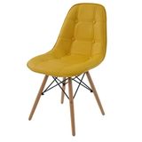 Cadeira Eames Eiffel Botone Amarela Base Madeira - 27464