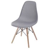 Cadeira Eames Furadinha Cor Cinza Com Base Madeira - 55984