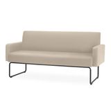 Sofa Pix Com Bracos Assento Courino Bege Base Aco Preto - 55103