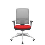 Cadeira Office Brizza Tela Cinza Assento Aero Vermelho Autocompensador Base Aluminio 120cm - 63783