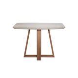 Mesa Bennett Tampo Com Vidro Cor Off White Base Natural 115cm - 66982