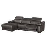 Sofá Andreas Reclinável 2 Lugares + Chaise Fixo Couro Preto 303cm - 69605