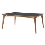 Mesa Jully Retangular Tampo Vidro Preto Base Madeira Amêndoa 160cm - 69466