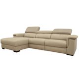 Sofá Damon Reclinável 2 Lugares + Chaise Couro Bege 283cm - 69622